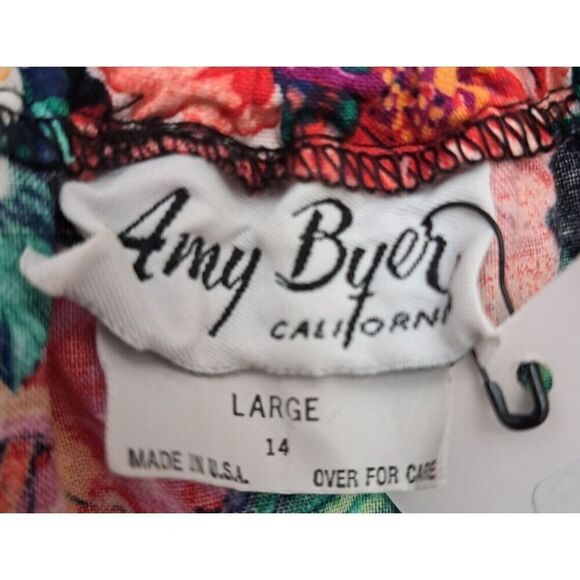 Amy Byer Top Size Large Black Floral Cropped Vintage Y2K‎ - Picture 5 of 7